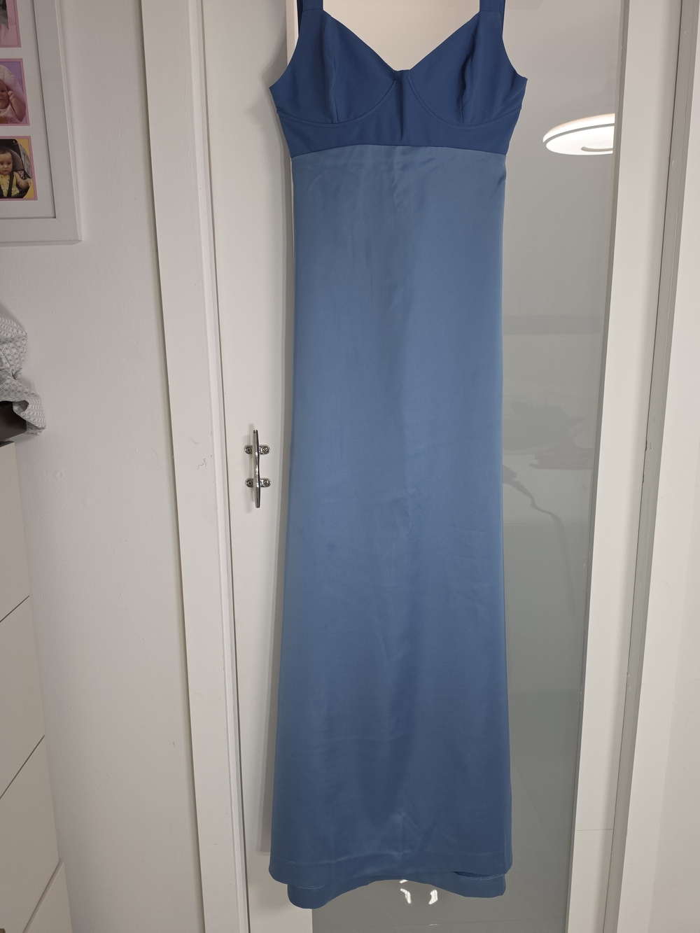 Free People Two-Tone Blue Long Slip Dress